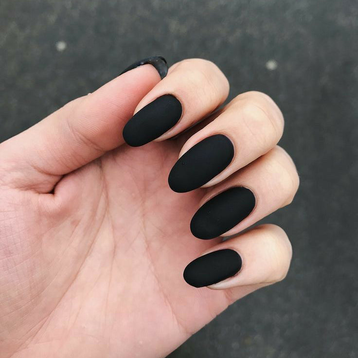 Carbon Press on Nails -20 pcs/Set (OVAL) - carbon