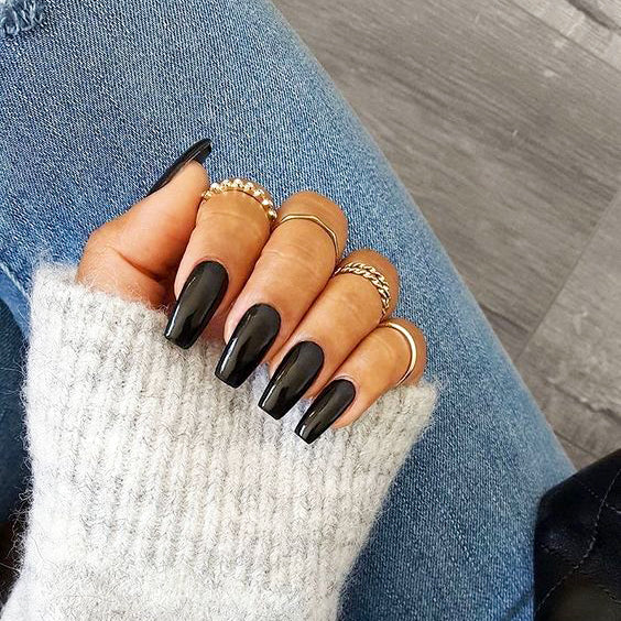 Carbon Press on Nails -20 pcs/Set (COFFIN) - carbon