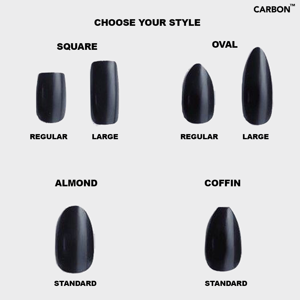 Carbon Black and White Press on Nails -20 pcs/Set - carbon
