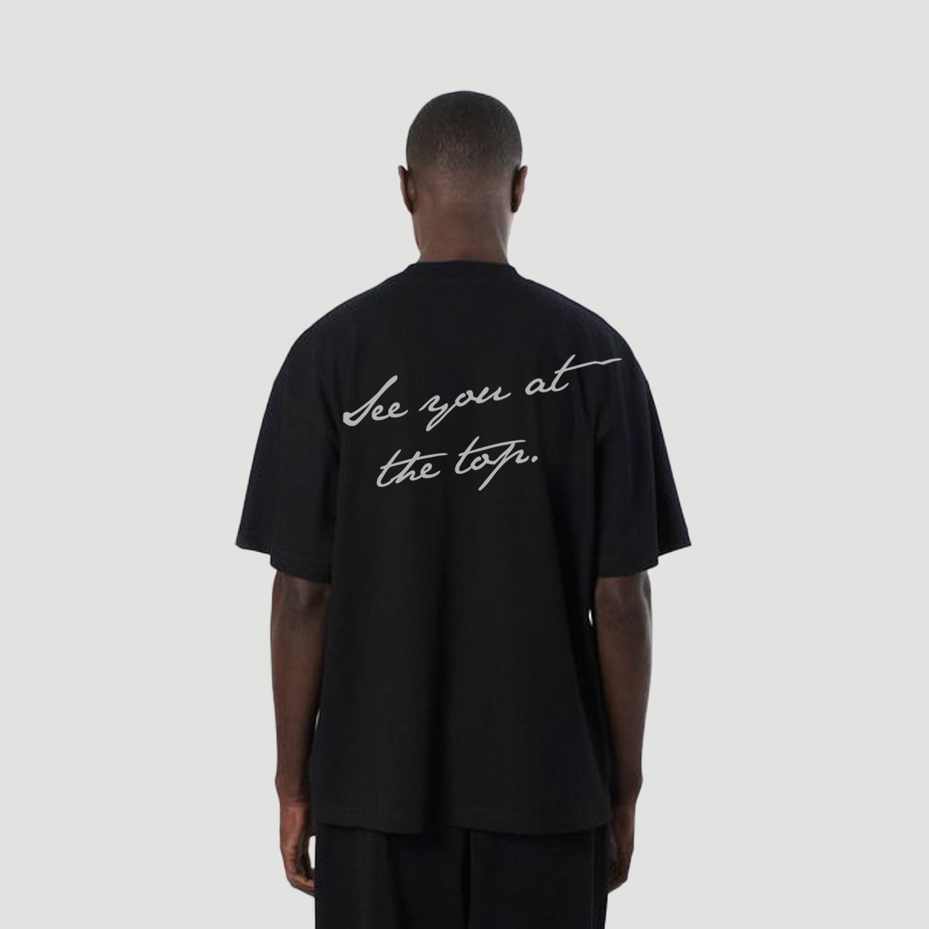 luxury oversized t-shirt, best quote t-shirt, see you at the top tee, black cotton oversized tee, carbon madras tshirt, premium unisex tshirt, inspirational t-shirt, luxe black quote shirt, high end black t-shirt