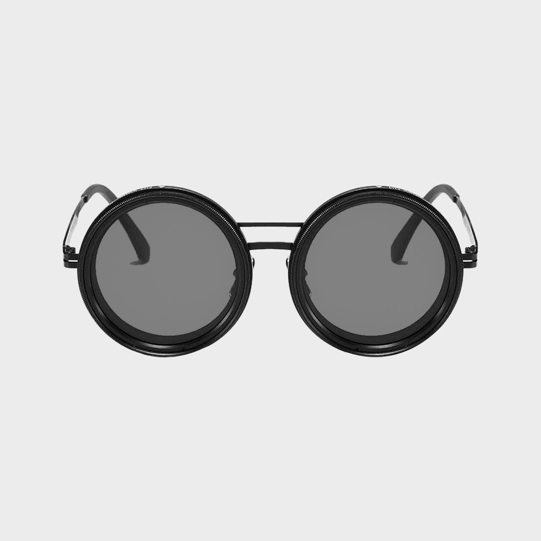 Axis Unisex futuristic Rotatable round cyberpunk black Sunglass
