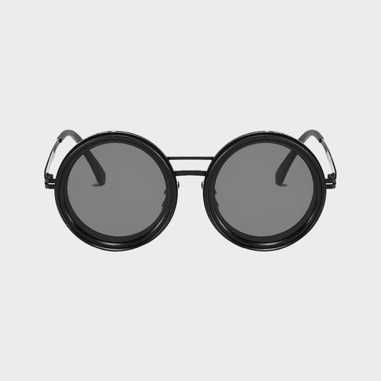 Axis Unisex futuristic Rotatable round cyberpunk black Sunglass