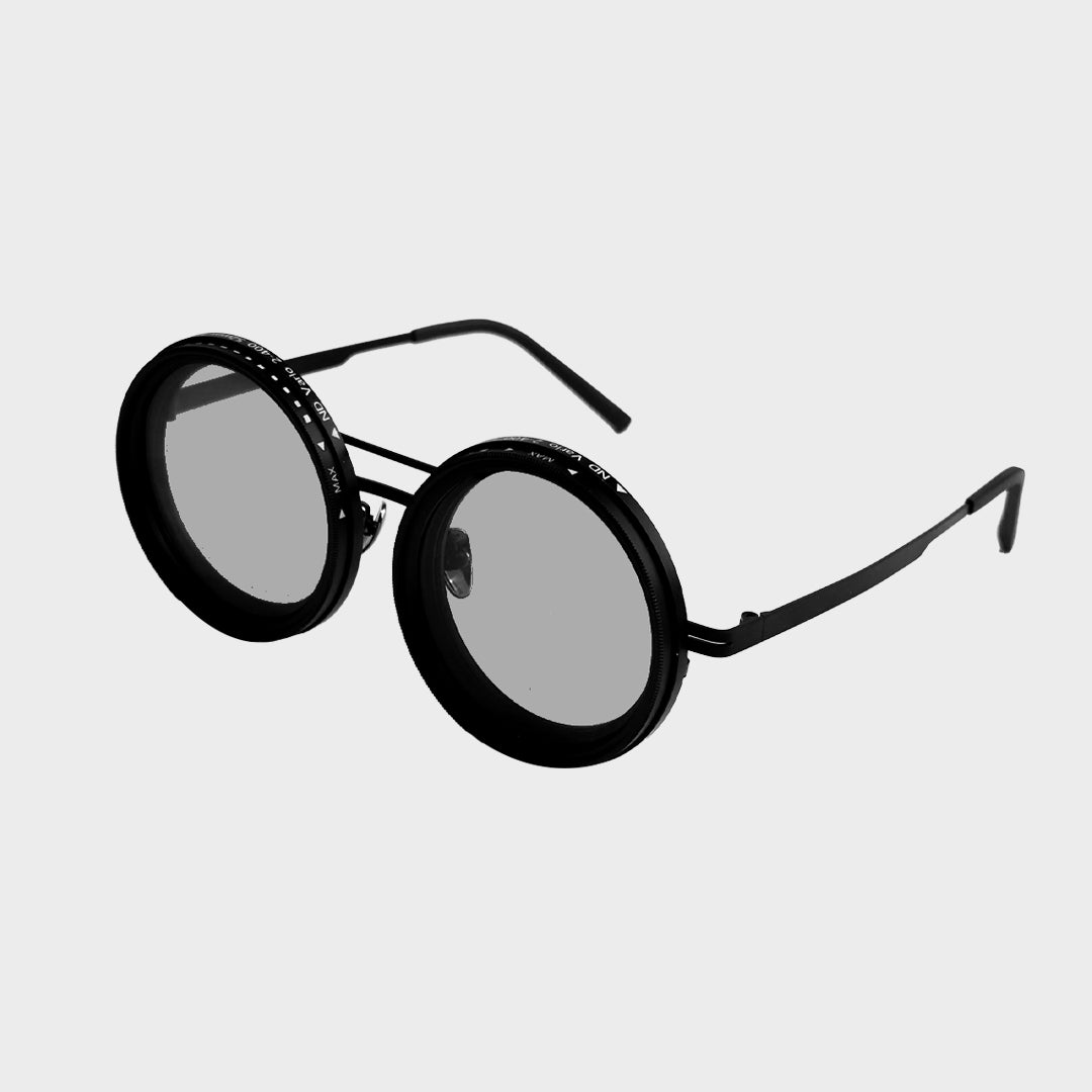 Axis Unisex futuristic Rotatable round cyberpunk black Sunglass