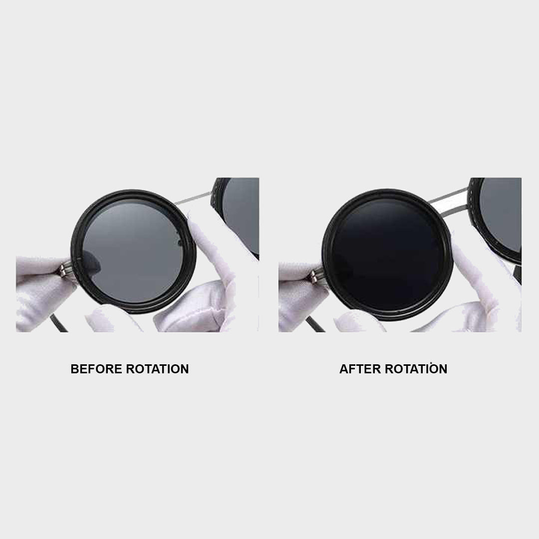 Axis Unisex futuristic Rotatable round cyberpunk black Sunglass