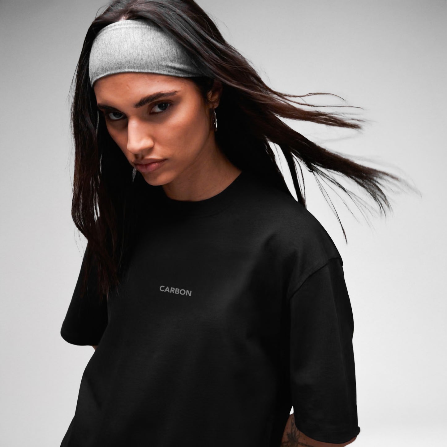 Carbon Unisex Bold Print Black Oversized Tee Cotton -  ( SEE YOU AT THE TOP )