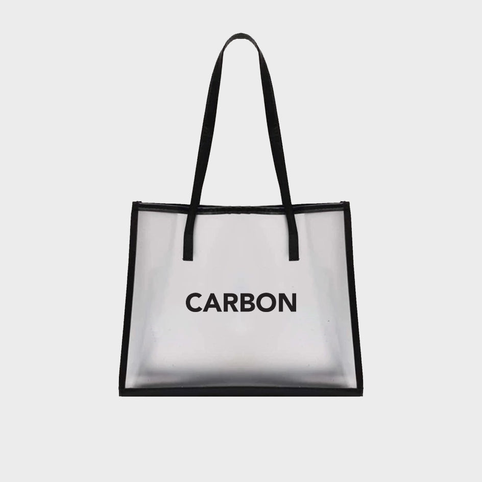 Carbon Frosted Matte Transparent Fashion Shopping HandBag - Black - carbon