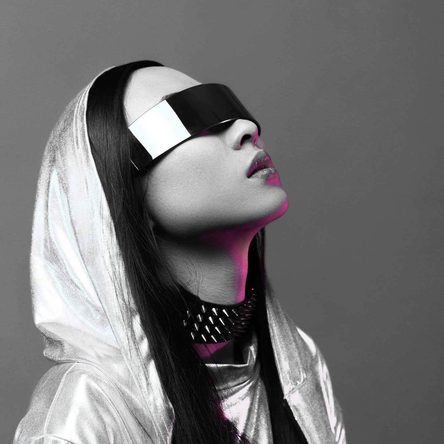 Silver chrome futuristic Sunglass cyberpunk