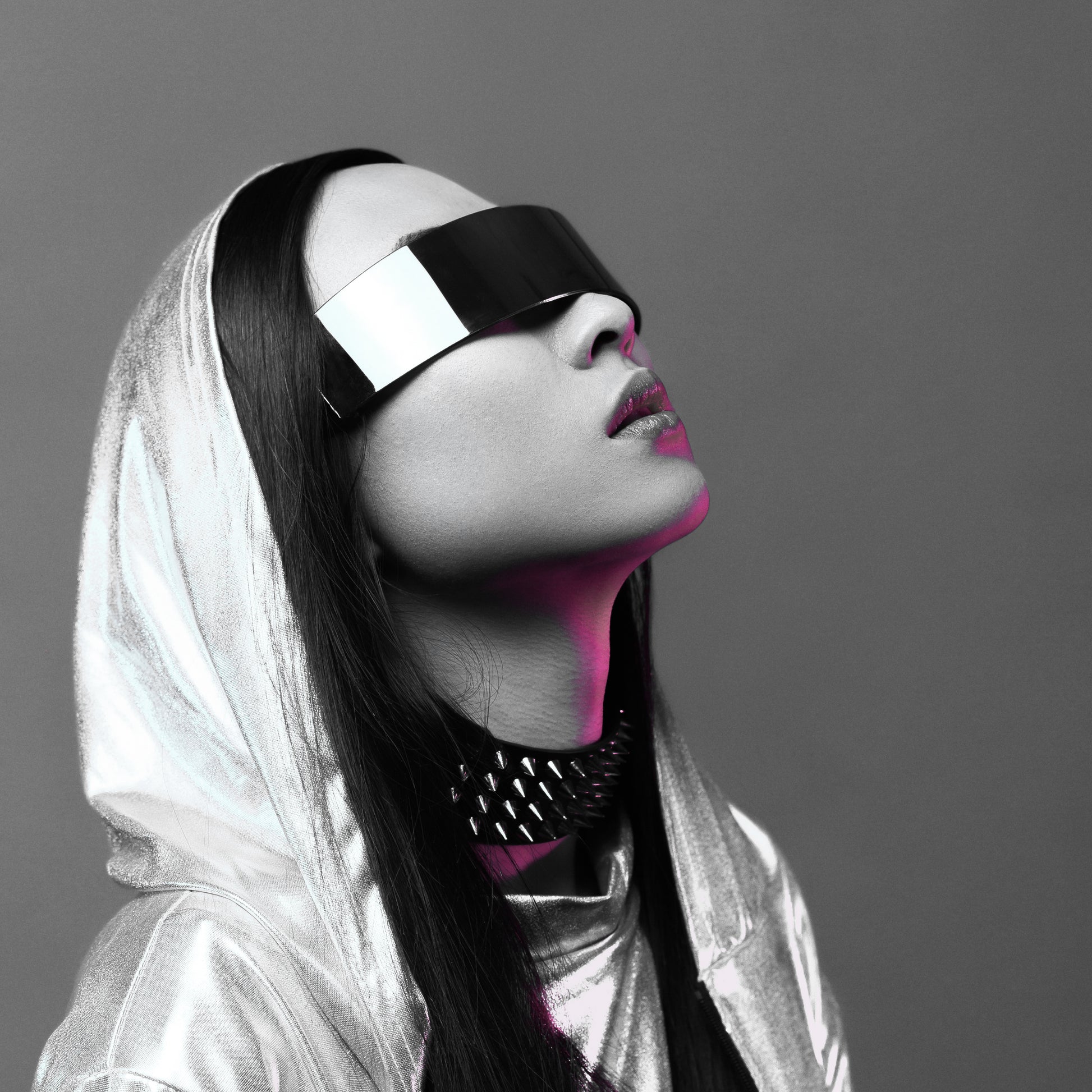 Silver chrome futuristic Sunglass cyberpunk