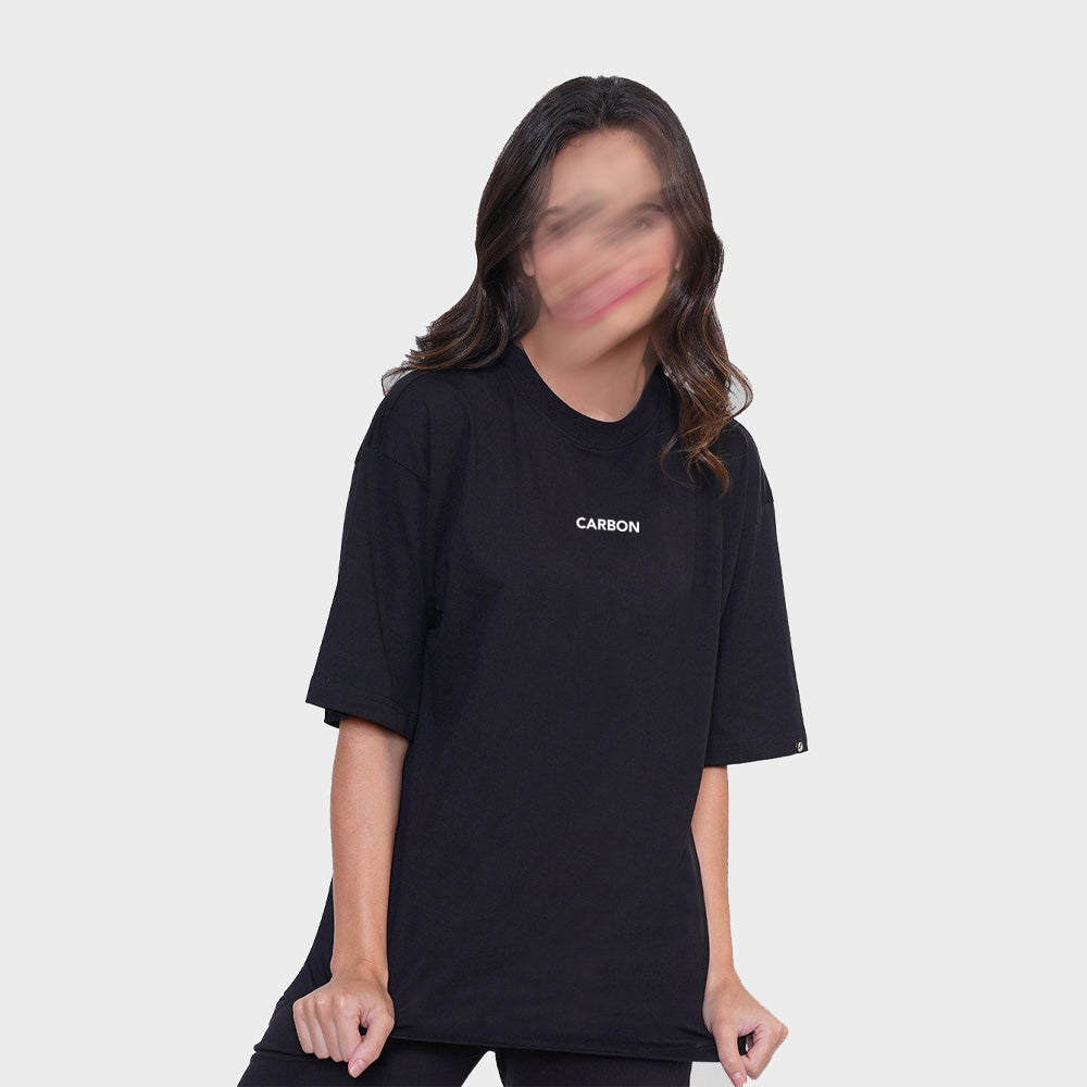 Carbon TM Bold Print Cotton T-shirt Women - Oversized Black (NO SMOKING) - carbon
