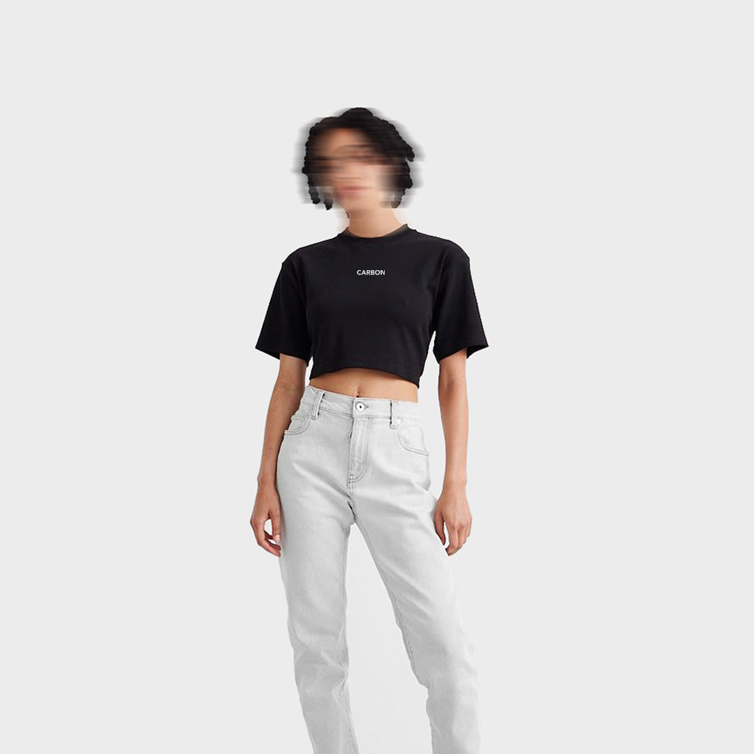 Carbon bold print crop-top Women -Regualr fit - carbon