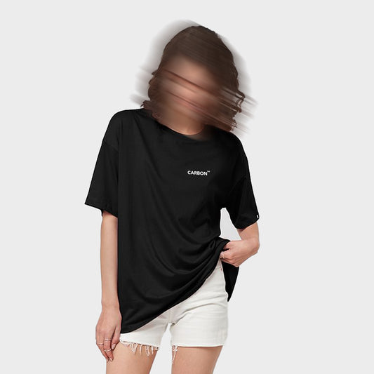 Carbon TM Bold Print Cotton T-shirt Women - Oversized Black - carbon