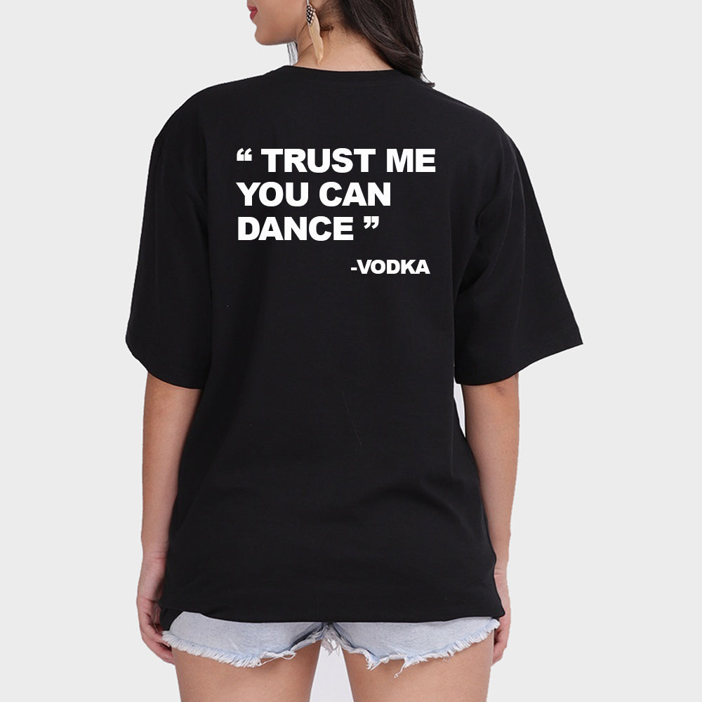 Carbon TM Bold Print Cotton T-shirt Women - Oversized Black (VODKA) - carbon