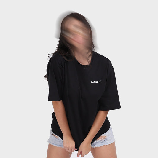 Carbon TM Bold Print Cotton T-shirt Women - Oversized Black (VODKA) - carbon