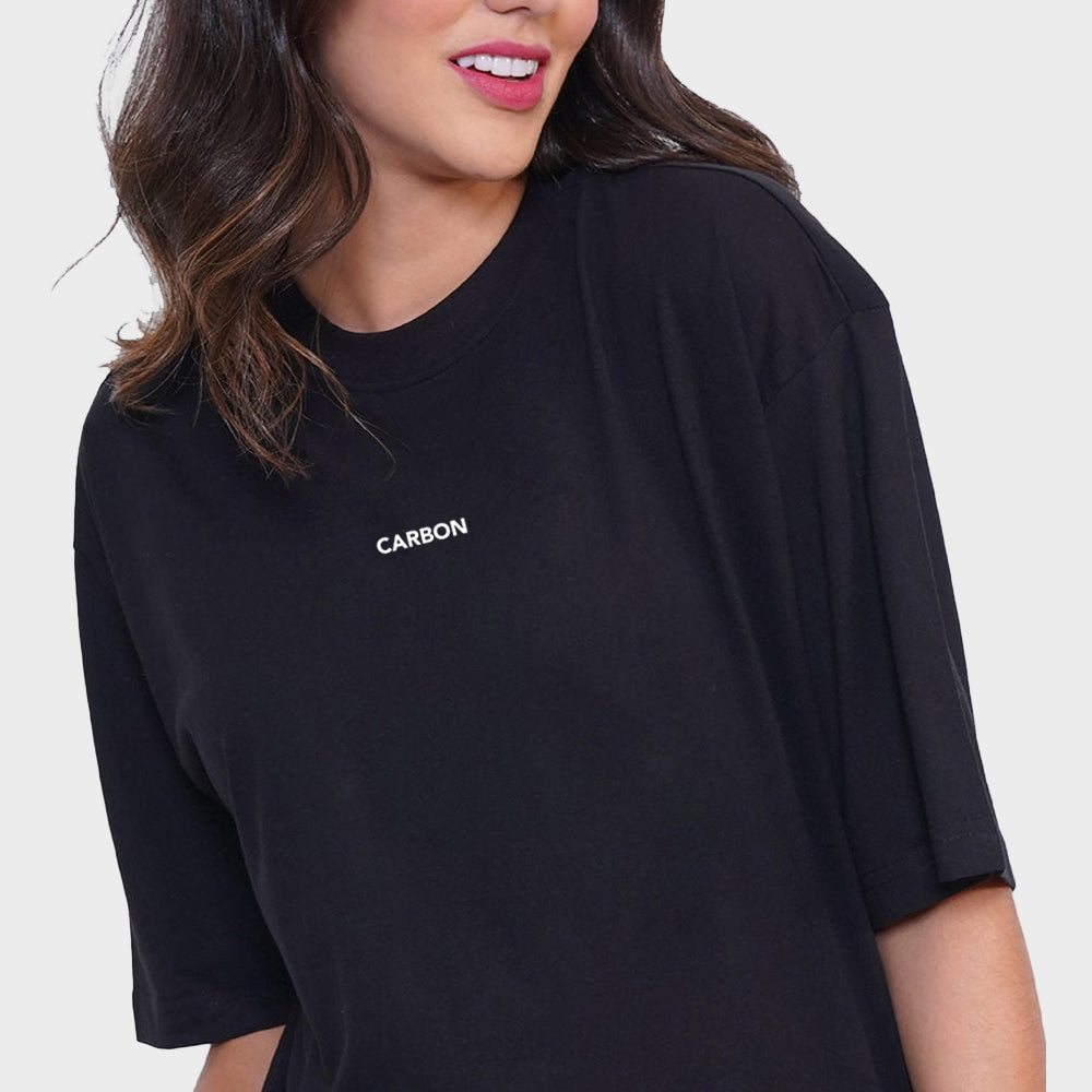 Carbon TM Bold Print Cotton T-shirt Women - Oversized Black (NO SMOKING) - carbon