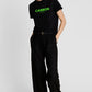 Carbon Bold Print Black Cotton Unisex T-shirt -Neon Print