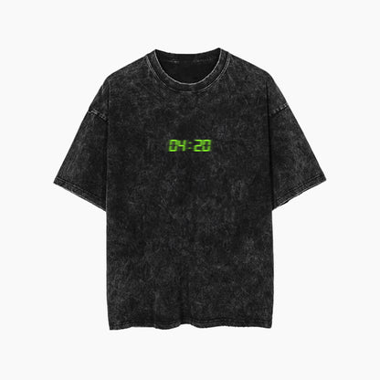 Carbon Timer Print Acid wash Unisex Cotton T-shirt - Timer TEE