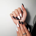 Carbon Black and White Press on Nails -20 pcs/Set - carbon