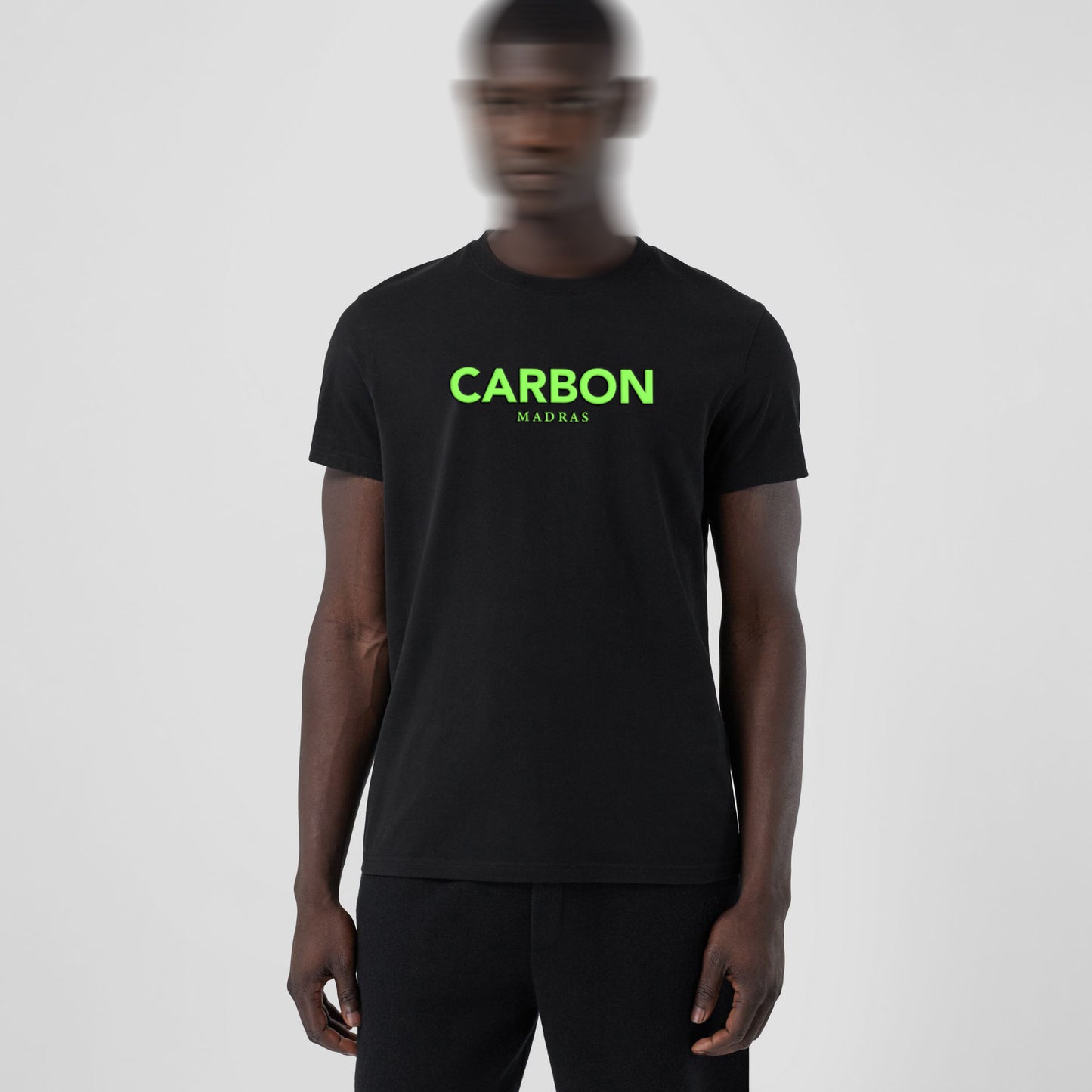 Carbon Bold Print Black Cotton Unisex T-shirt -Neon Print