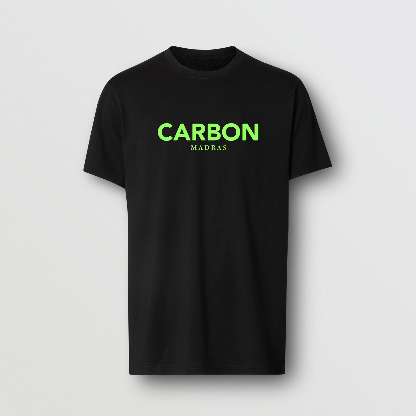 Carbon Bold Print Black Cotton Unisex T-shirt -Neon Print