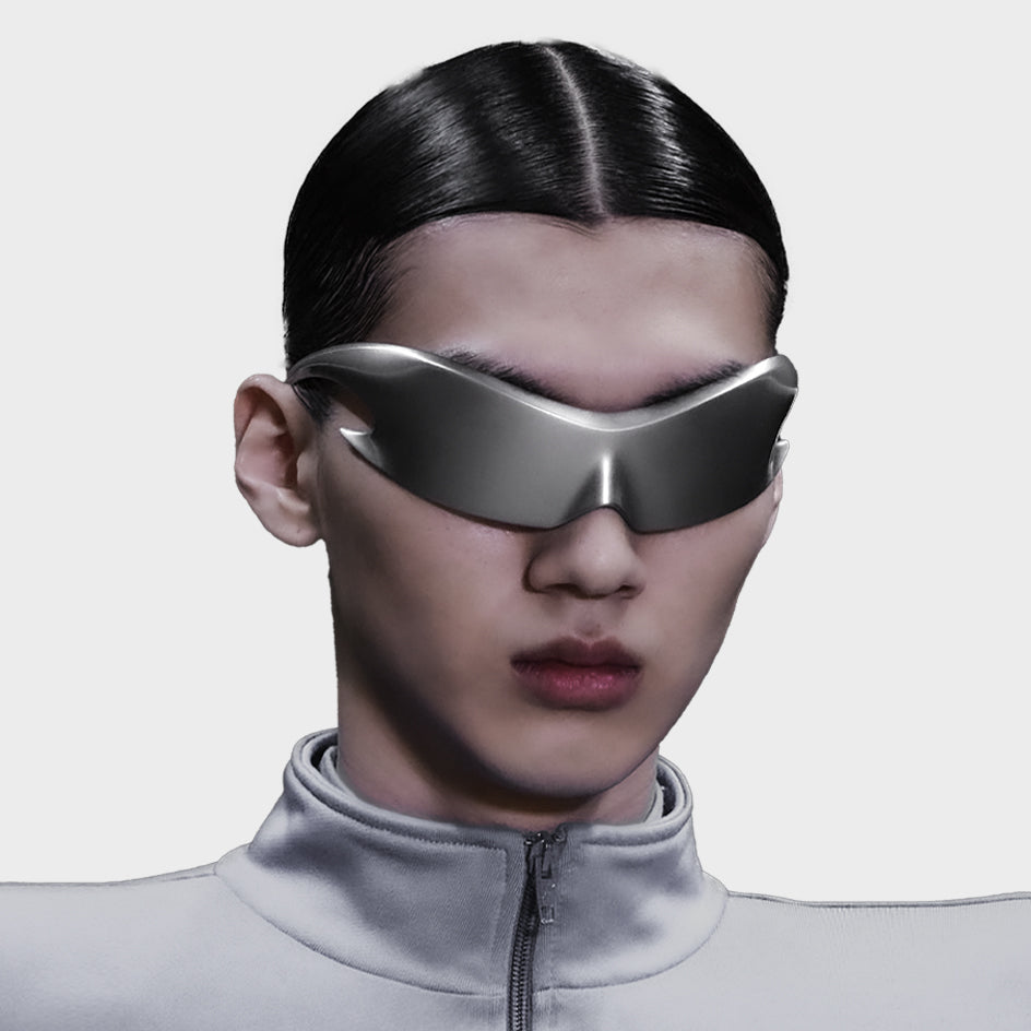 Carbon SPECTRA III Unisex futuristic Cyberpunk Sunglass-Silver chrome