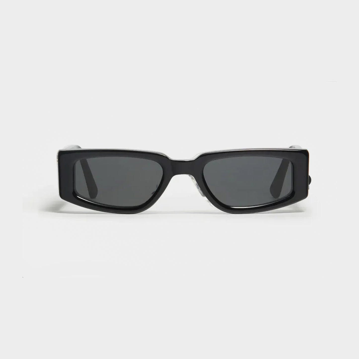 carbon black sunglasses with neon green detail modern black sunglasses front view