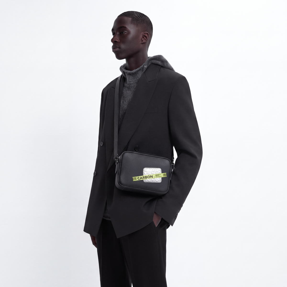 Carbon card sling bag with tape