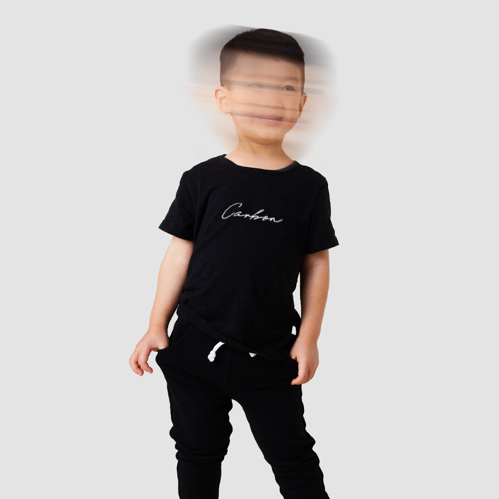 Carbon Signature Print Cotton Unisex T-shirt- Kids