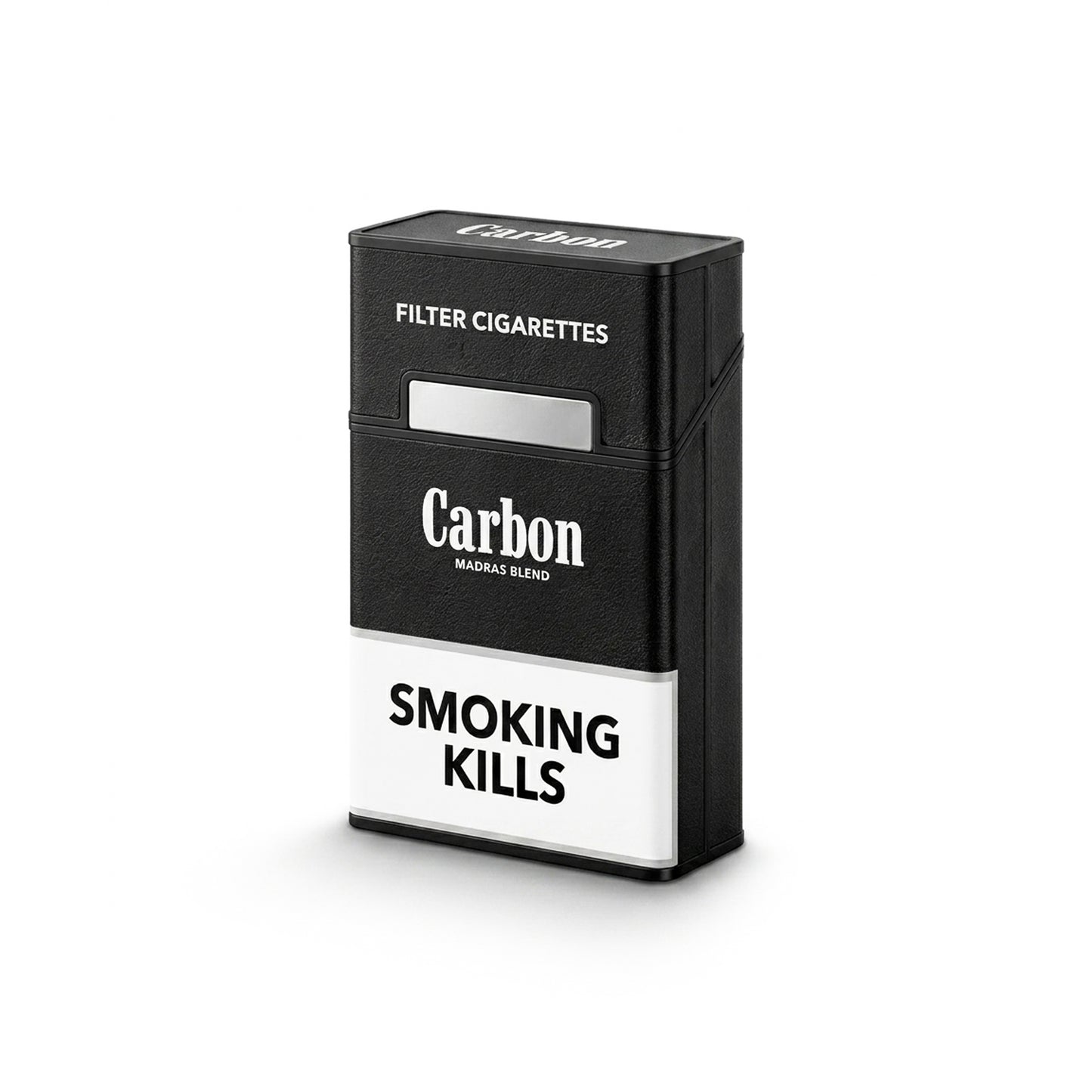 Black leather card holder styled like a cigarette pack with Carbon branding and “Smoking Kills” text, Reform 2.0 designer wallet with dual compartments