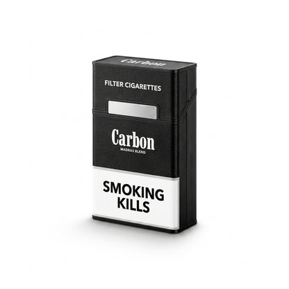 Black leather card holder styled like a cigarette pack with Carbon branding and “Smoking Kills” text, Reform 2.0 designer wallet with dual compartments