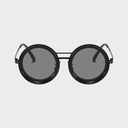 Axis Unisex futuristic Rotatable round cyberpunk black Sunglass