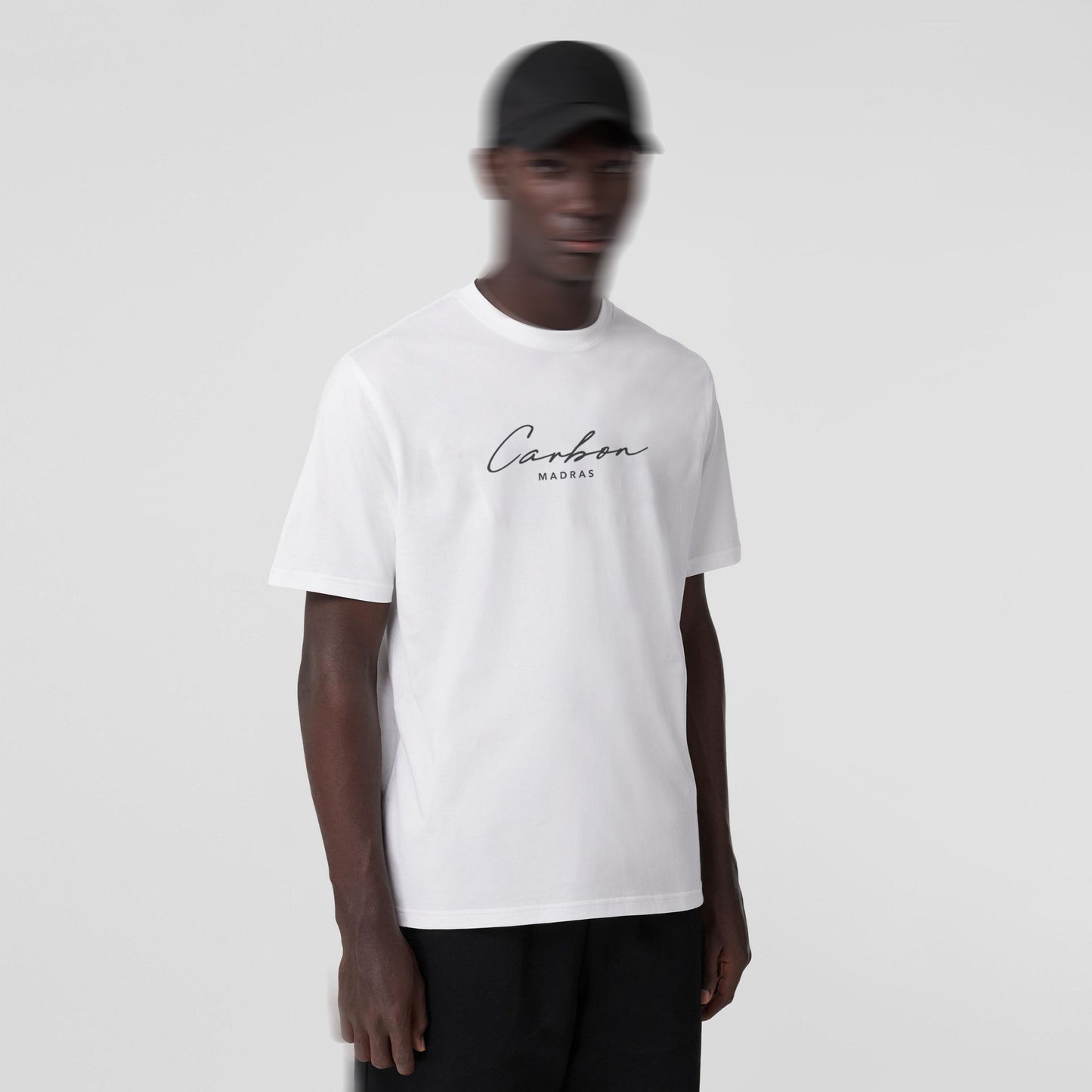 Carbon Signature Logo Print Premium Cotton T-shirt - Oversized White