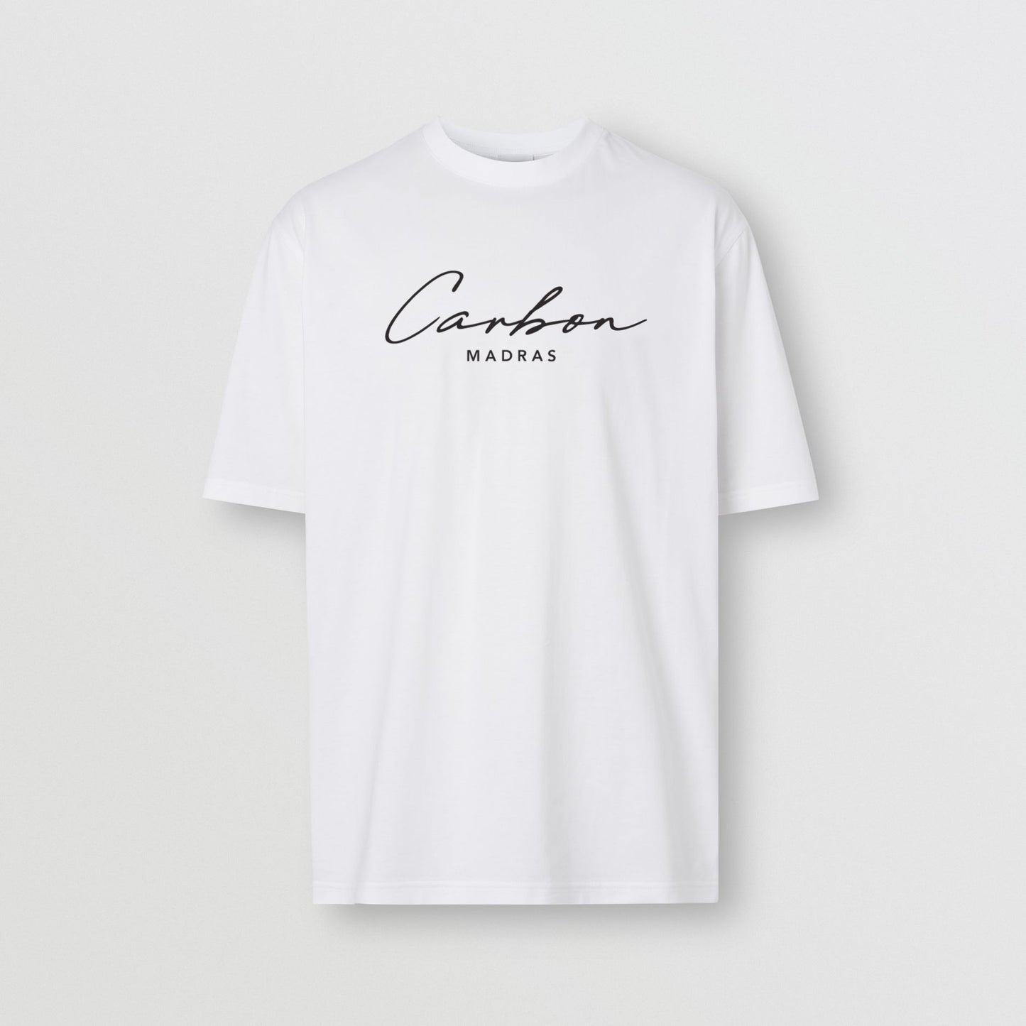 Carbon Signature Logo Print Premium Cotton T-shirt - Oversized White