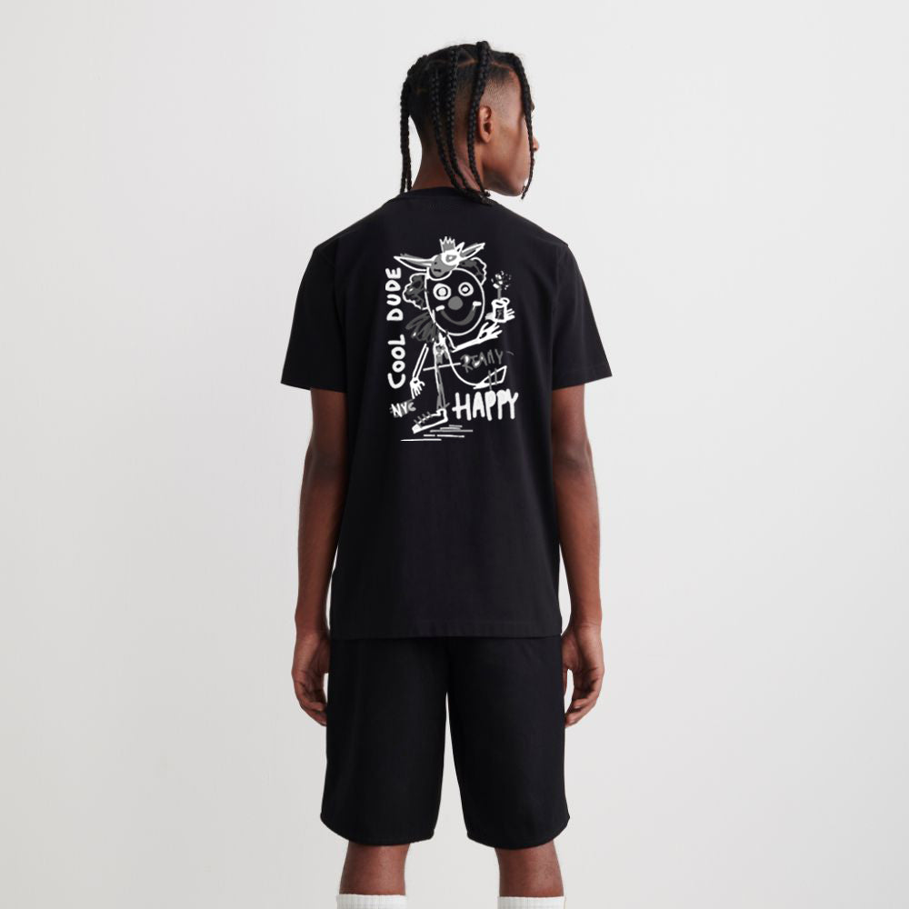 Carbon Bold Print Black Cotton T-shirt - Cool dude - carbon