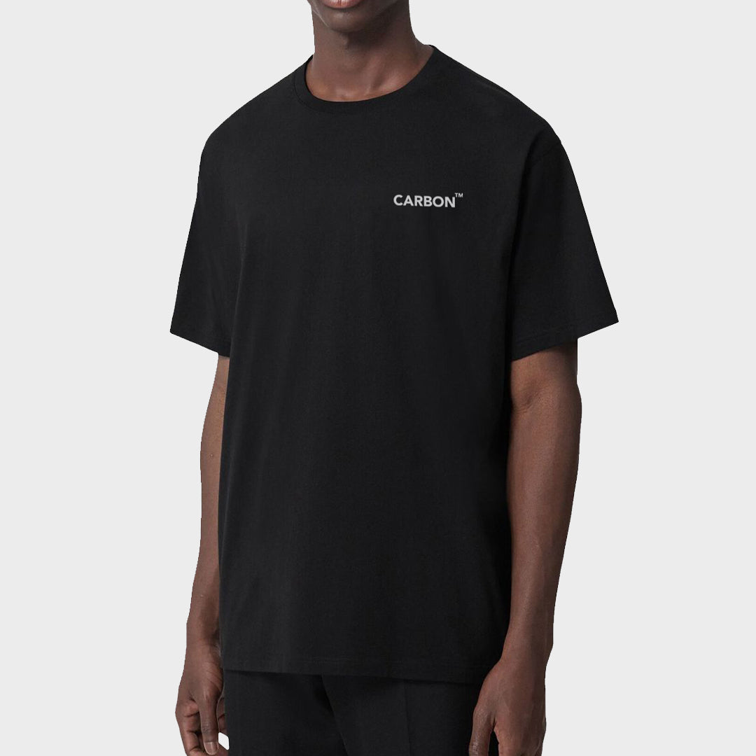 Carbon TM Bold Print Cotton T-shirt - Oversized Black (ANXIETY) - carbon