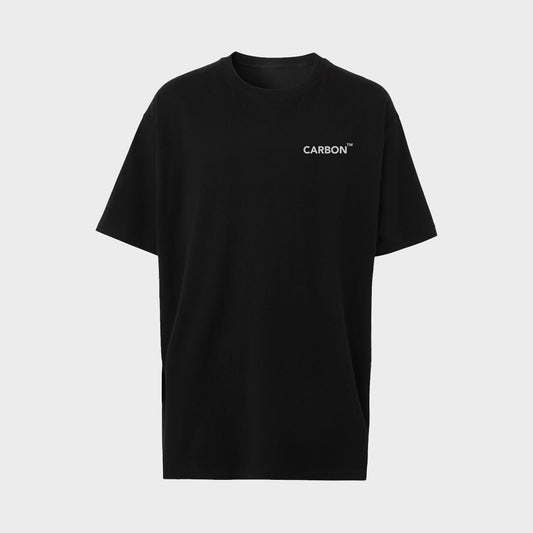 Carbon TM Bold Print Cotton T-shirt - Oversized Black (ANXIETY) - carbon