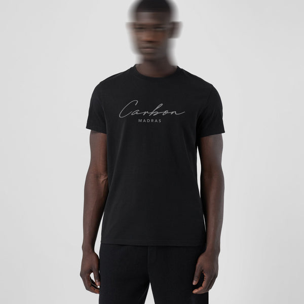 Signature Logo Print Black Cotton T-Shirt - Regular Fit – carbon