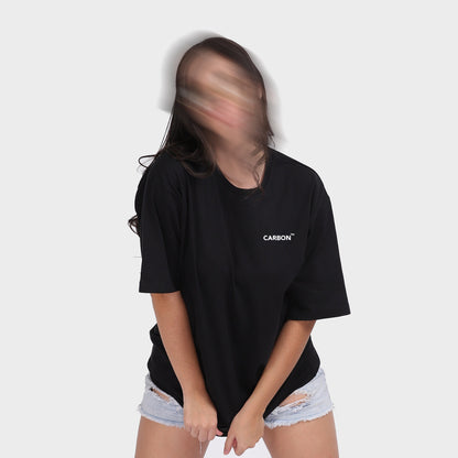Carbon TM Bold Print Cotton T-shirt Women - Oversized Black (VODKA) - carbon